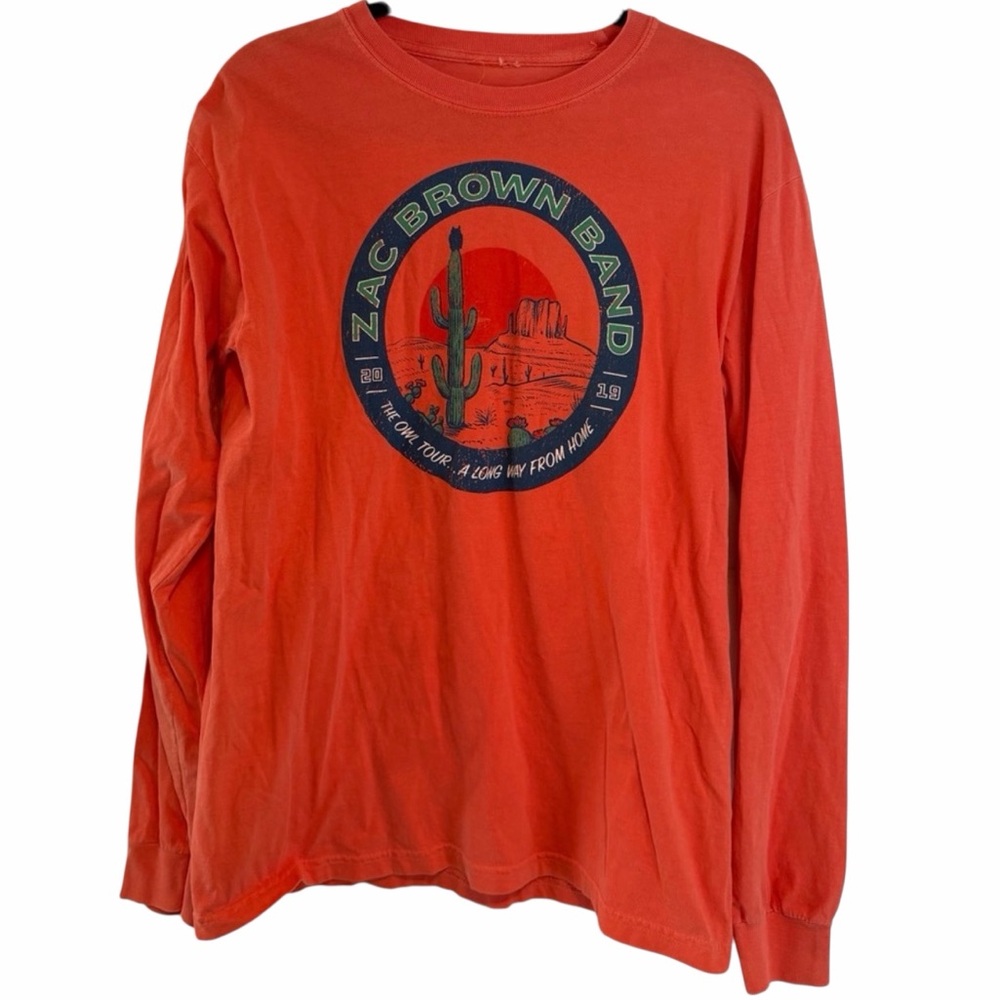 Zac Brown Band 2019 The Owl Tour Orange Long Sleeve Shirt